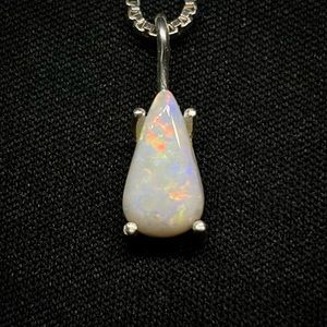 Very Bright Multicolored Multifired Opal Teardrop Necklace Crystal Jewelry
